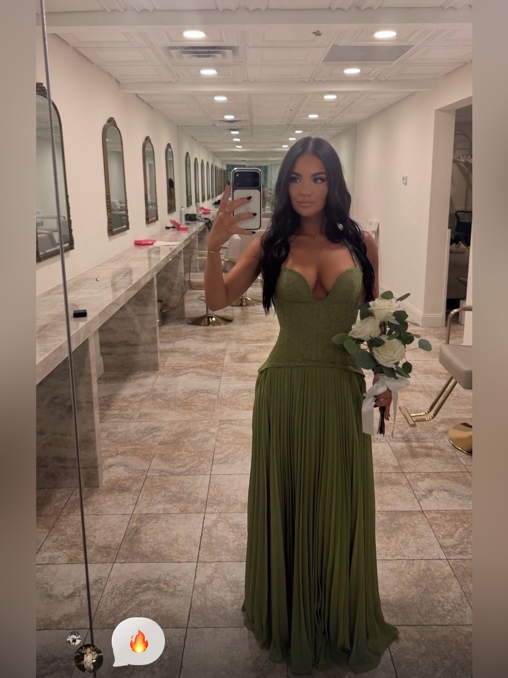 Fenity Gaia Dress Green Pleated Corset Maxi Dress